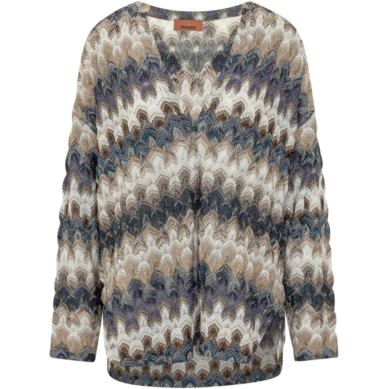 Missoni Bluse Maglia a Maniche Lunghe con Scollo Ampio mehrfarbig