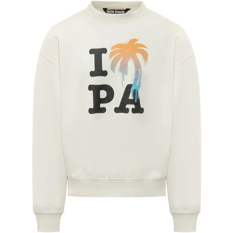 Palm Angels  Felpa I Love PA con Stampa weiß