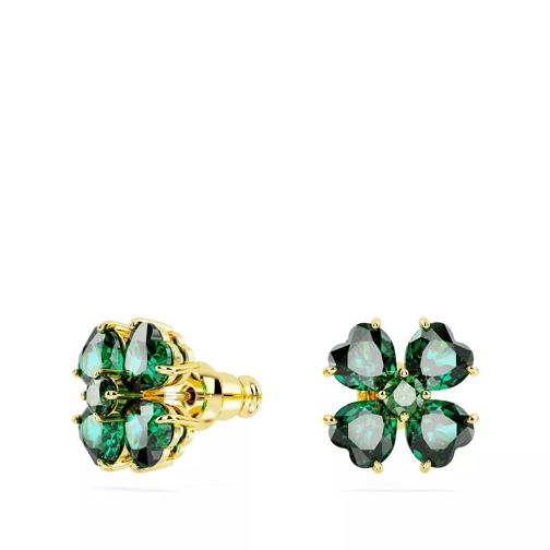Swarovski Idyllia stud earrings, Clover, Gold-tone plated Green Oorsteker