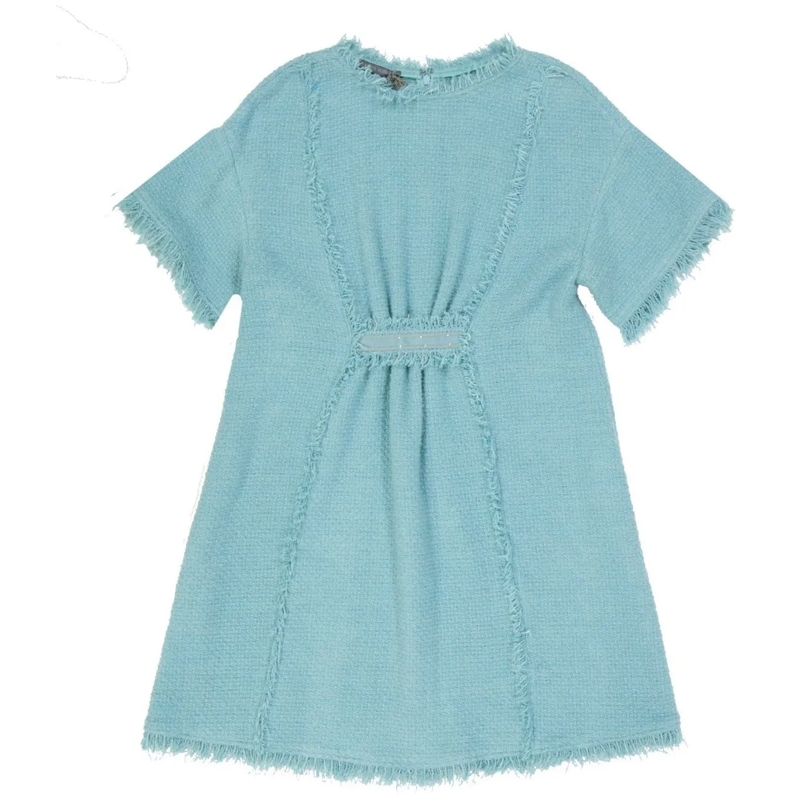 Alberta Ferretti Midikleid Fringe-Finish Cotton Mini Dress Blue