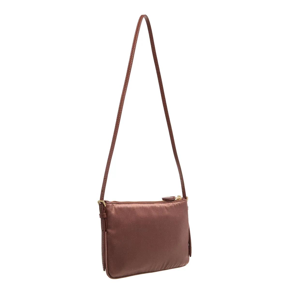 Miu Pochettes Satin Shoulder Bag in bruin