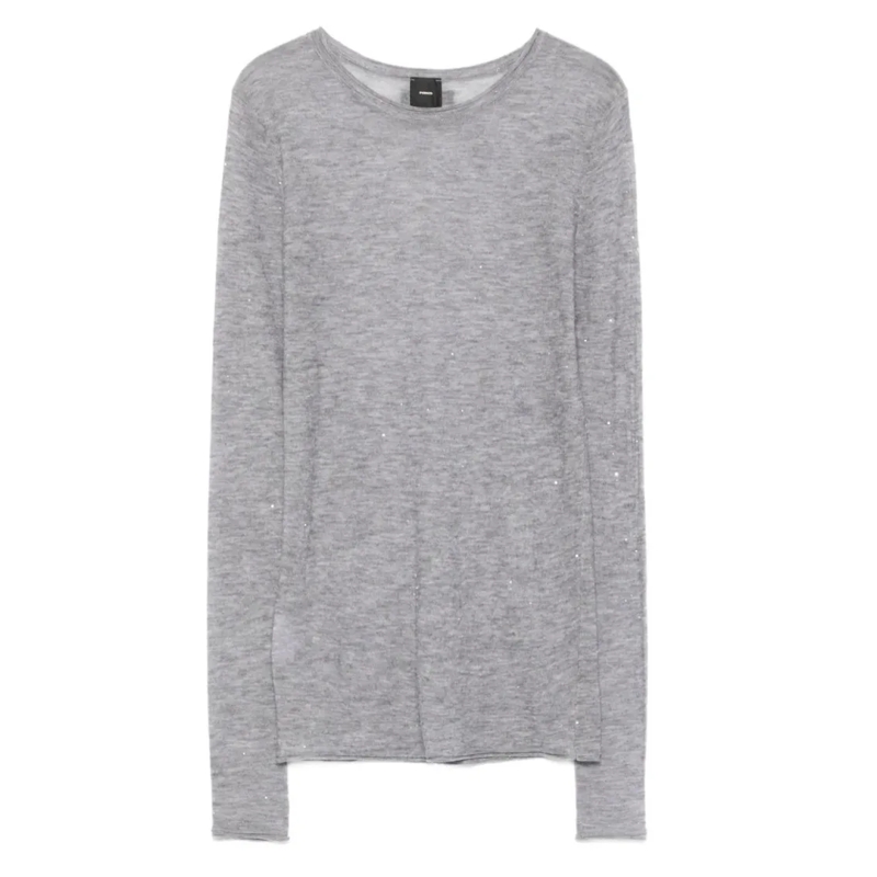 Pinko Pullover Lightweight Semi-Sheer Gray Sweater Grey
