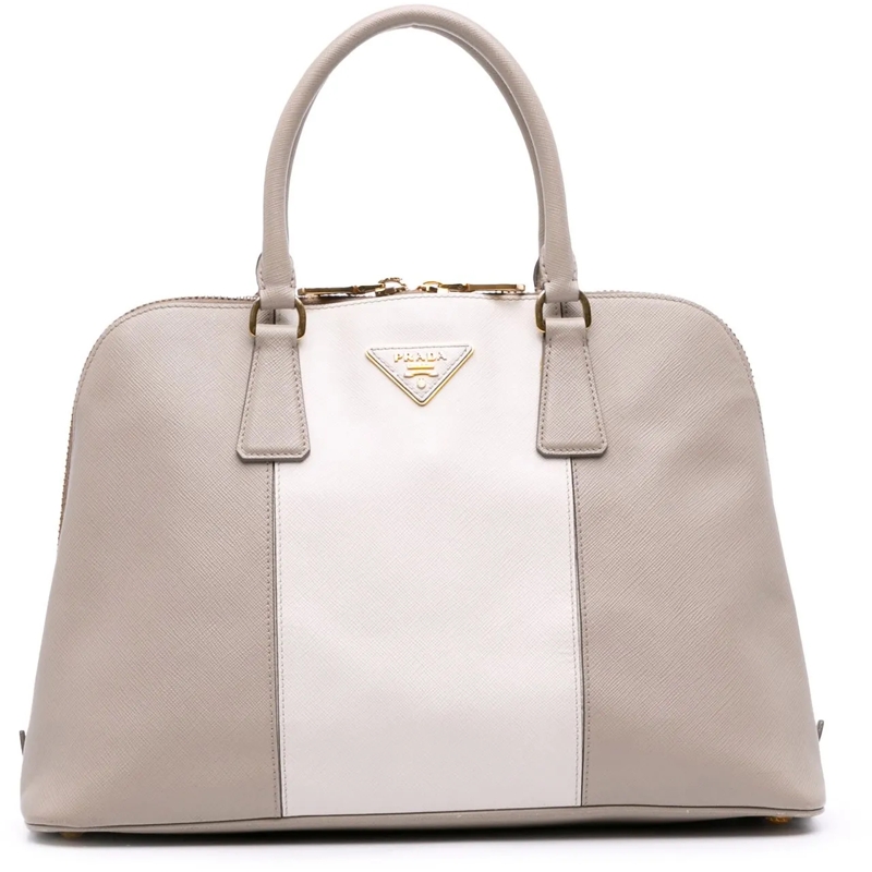 Prada Sac à bandoulière Medium Bicolor Saffiano Lux Promenade Satchel grau
