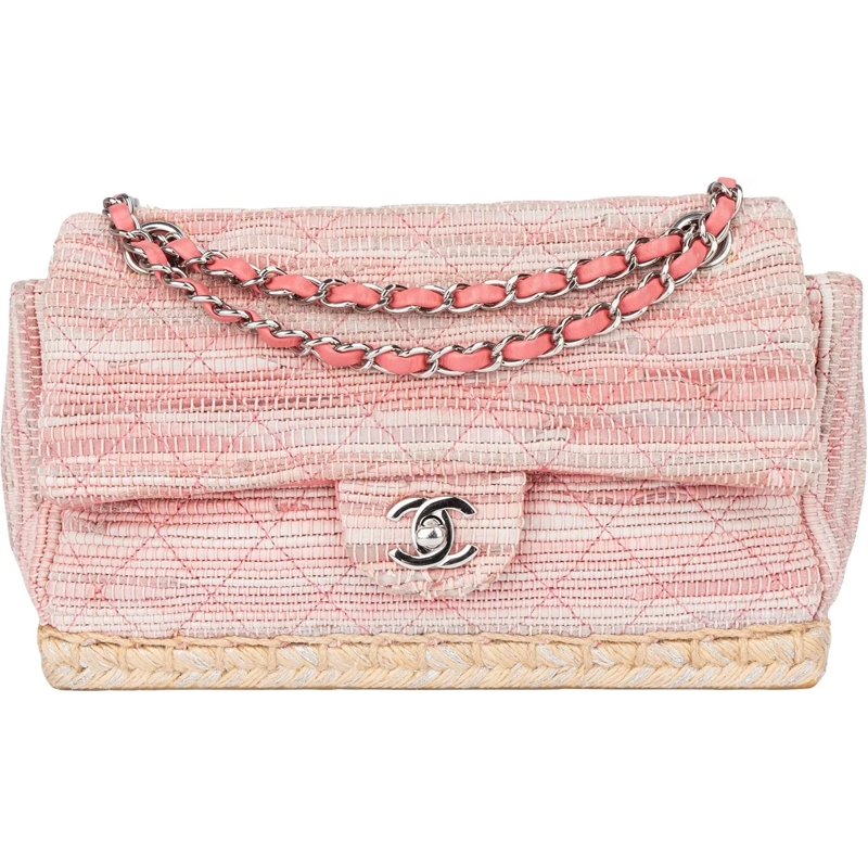 Chanel Sac à bandoulière Chanel Quilted Tweed Palladium Espadrille Single F mehrfarbig