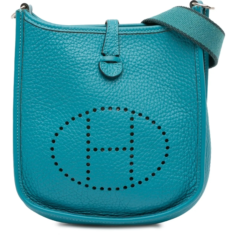 Hermès Schultertasche Clemence Evelyne TPM blau