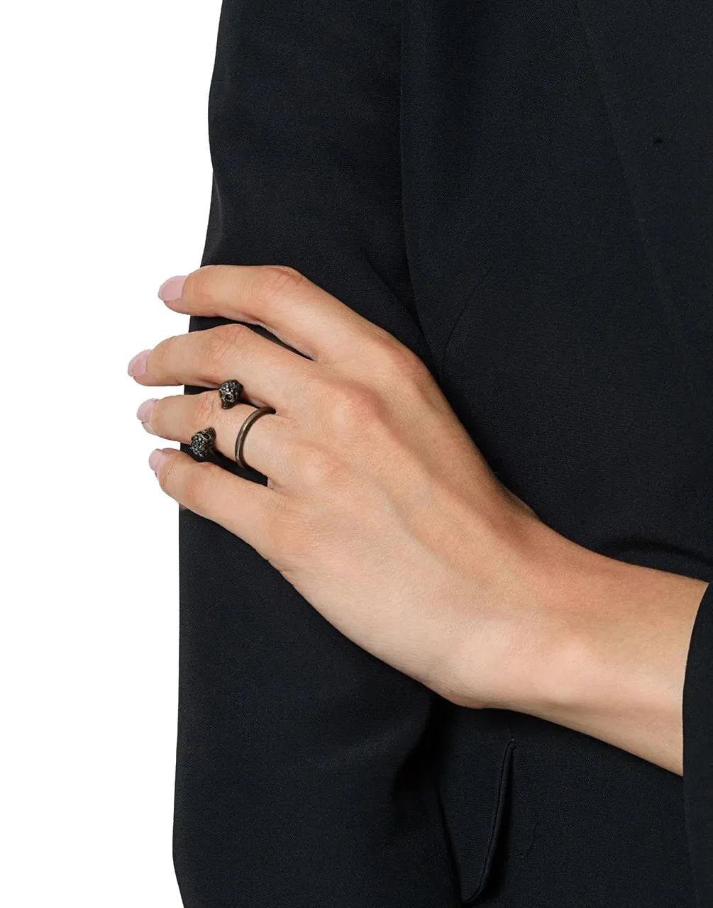 Thumbnail - Alexander McQueen Ring - Double Skull Thin Ring - Gr. ONE SIZE - in Silber - für Damen