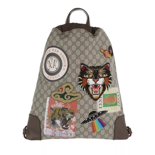 Gucci Courrier Soft GG Supreme Drawstring Backpack Beige/Ebony Rucksack