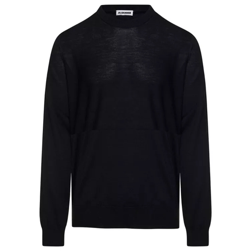 Jil Sander Black Crewneck Sweater With Long Sleeves In Wool Black 