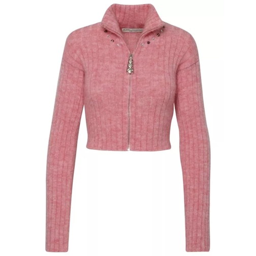 Alessandra Rich Rose Virgin Wool Blend Sweater Pink 