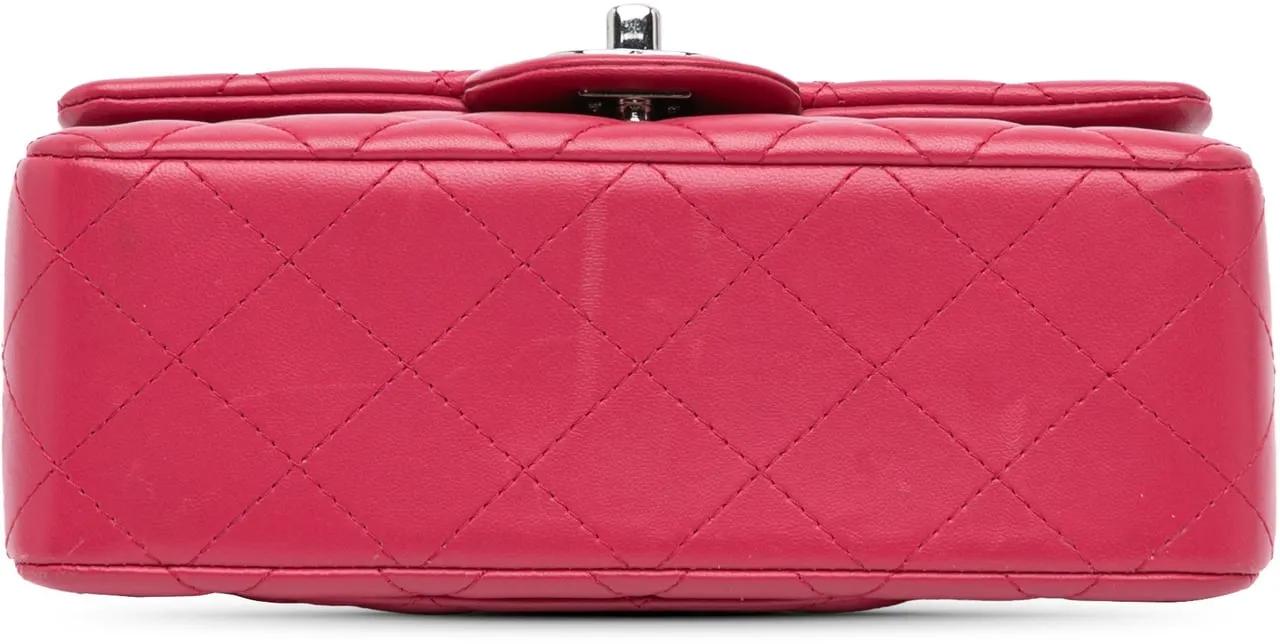 Chanel Shoppers Mini Rectangular Classic Lambskin Single Flap in poeder roze