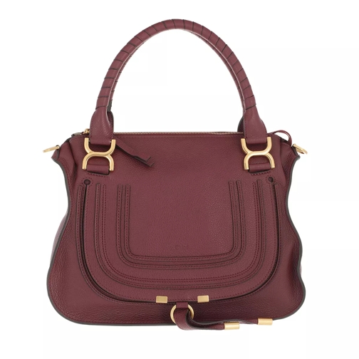 Chloé Marcie Handbag Grained Calfskin Leather Burgundy Rymlig shoppingväska