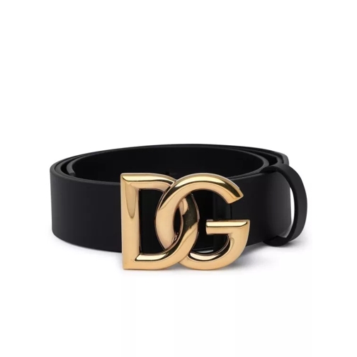 Dolce&Gabbana Black Calfskin Belt Black Ceinture en cuir