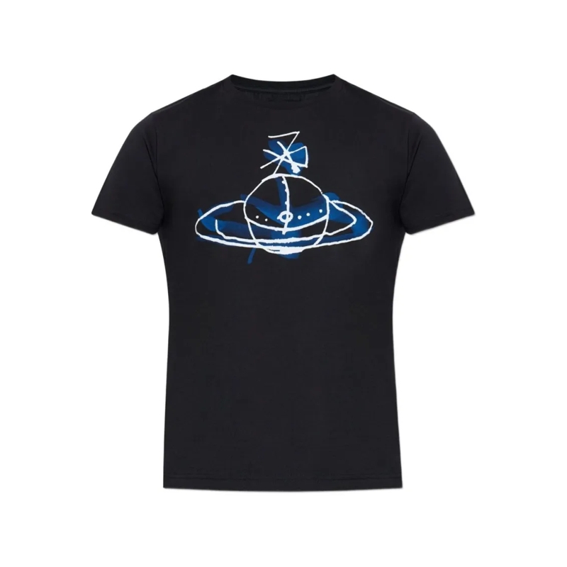 Vivienne Westwood T-shirt Orb Logo Print Crew Neck T-Shirt In Black Black