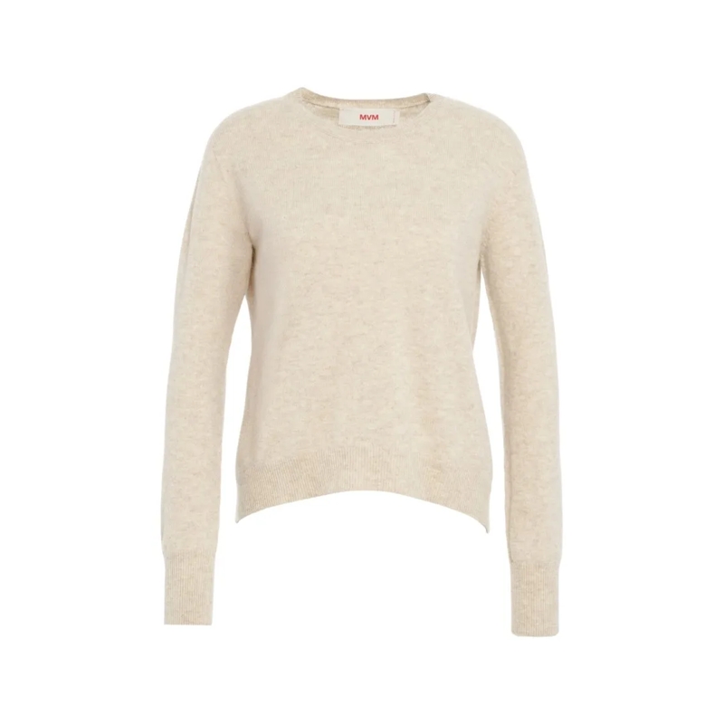 Mvm Pull Cashmere Sweater With Classic Round Neckline Neutrals