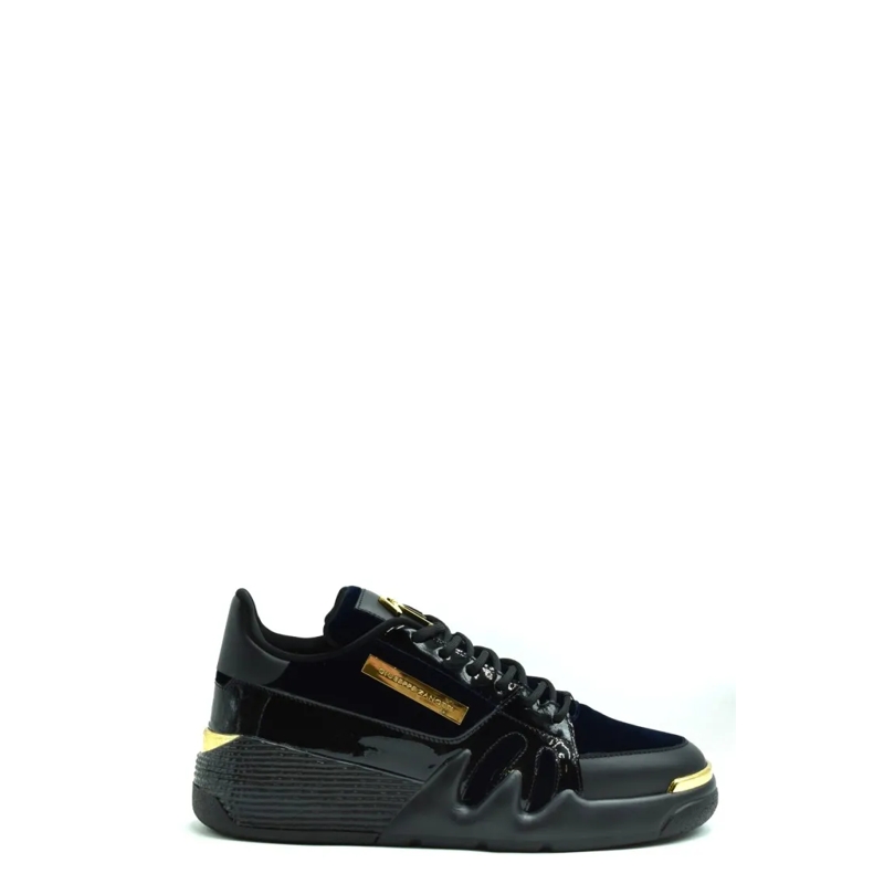 Giuseppe Zanotti Lage-top sneaker Sneakers With Cotton-Polyester Blend And Gold Acce Black