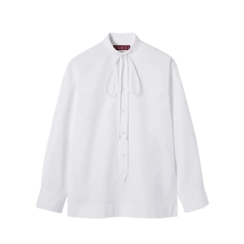 Gucci Hemd White Cotton Shirt With Tie Detail White