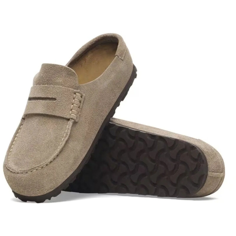 Birkenstock Mocassin Neutral Soft Suede Slip-On Sandals With Penny Stra Neutrals(Image 4)