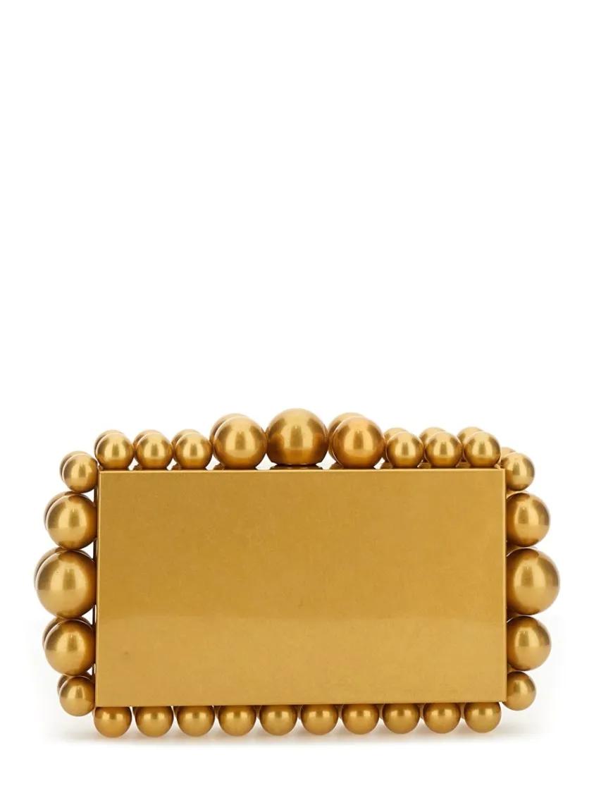 Cult Gaia Clutches Rectangular Gold Aluminum Eos Clutch in goud