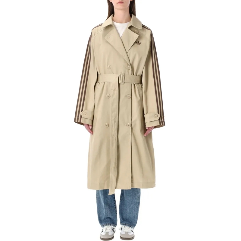 Adidas Bontjassen Technical Trench Coat With Waist-Defining Belt And Neutrals