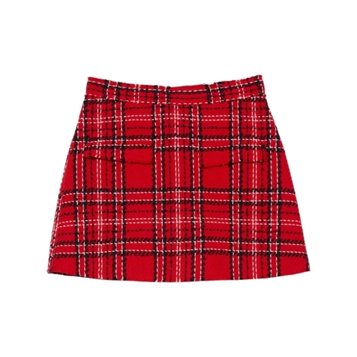 MSGM Mini jupes Red/Black Tartan Pattern Skirt Red