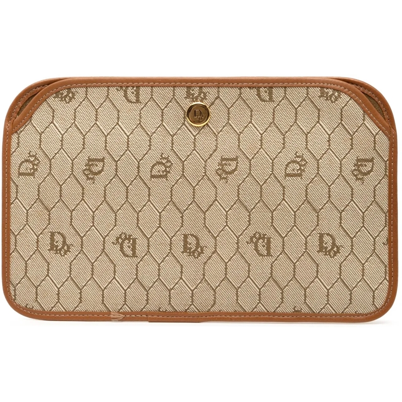 Christian Dior Clutch Honeycomb Canvas Clutch braun