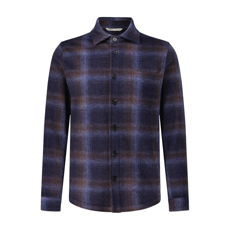 Maurizio Baldassari Veste de transition Kariertes Overshirt Dunkelblau