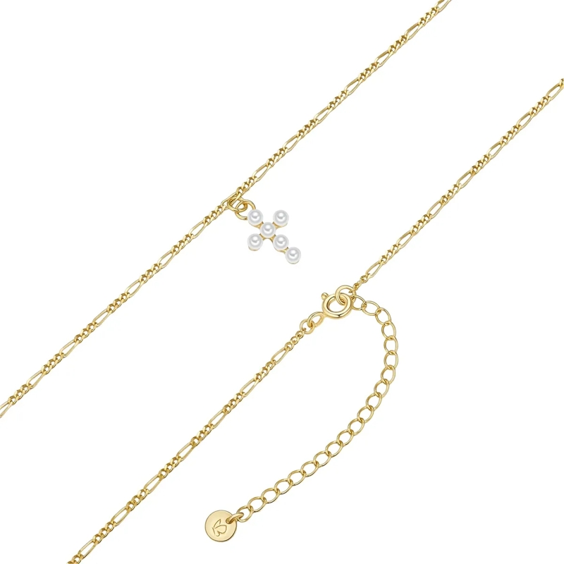 Glanzstücke München Mittellange Halskette Sterling Silber Halskette Süßwasser-Zuchtperle Kre gold(Image 5)