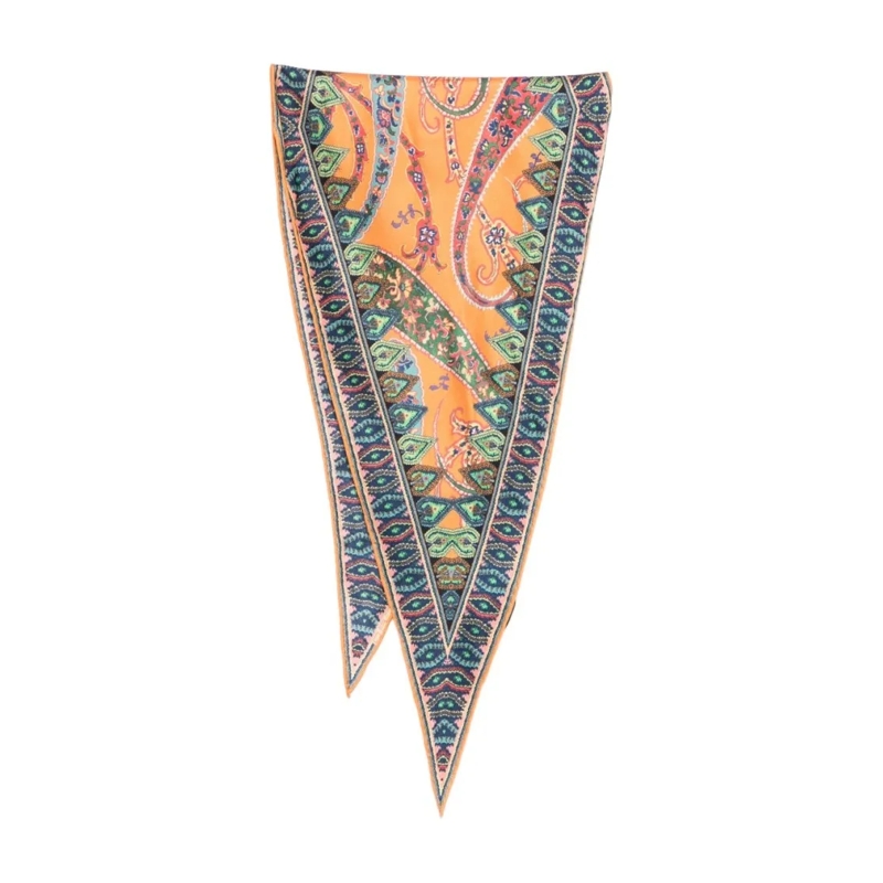 Etro Écharpe légère Paisley Pattern Silk Scarf Grey