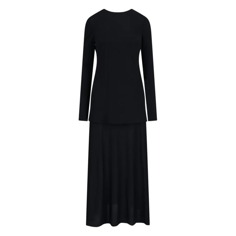 Jil Sander Midi-jurk Black Layered Midi Dress Black