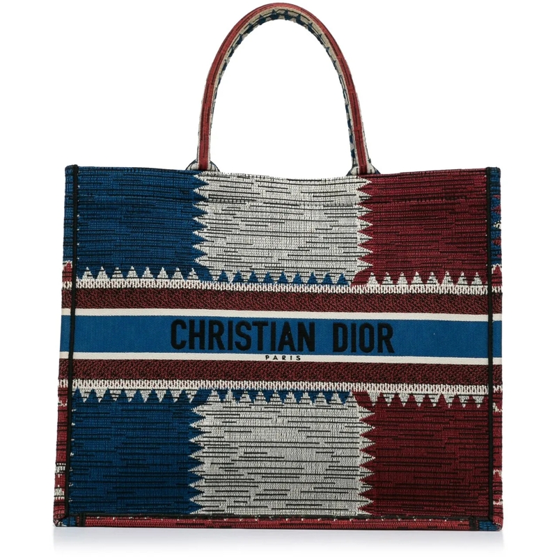 Christian Dior Shopper Large French Flag Book Tote blau
