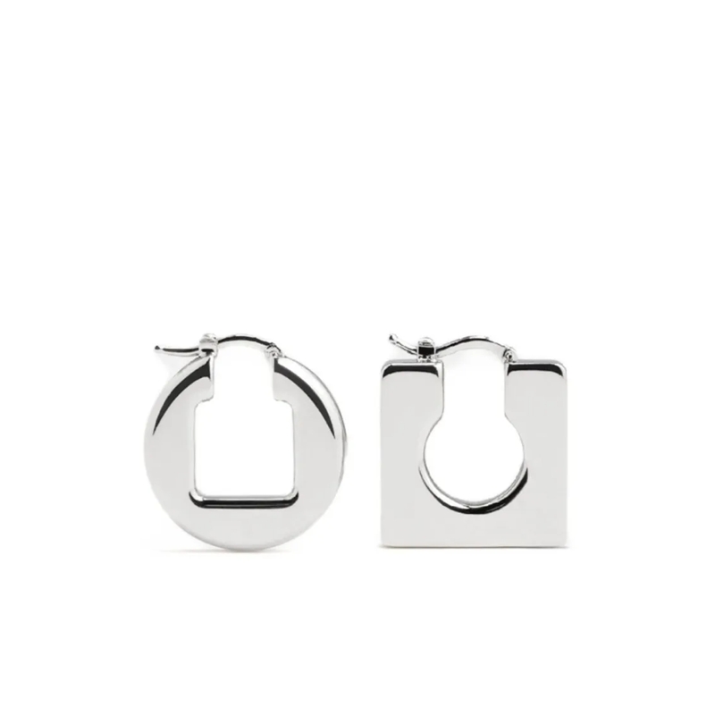 Jacquemus Boucles d'oreilles à tige Asymmetrical Silver Earrings With Oval Not Applicable
