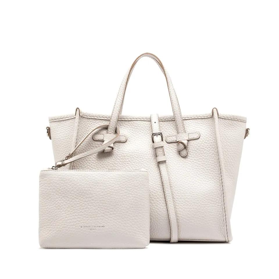 Gianni Chiarini Shoppers & Totes Marcella Structured Calf Leather Shoulder Bag in wit