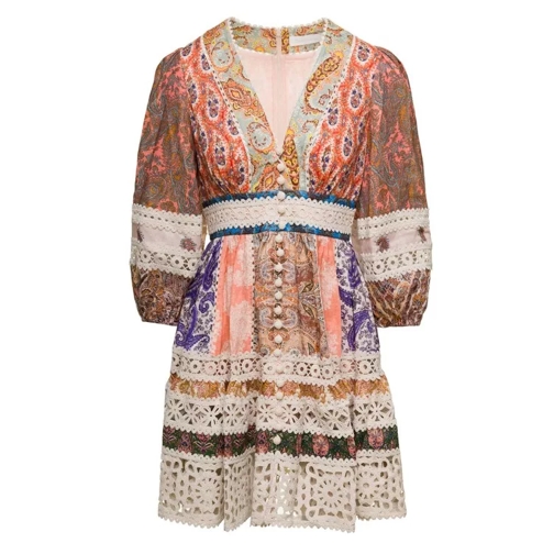 Zimmermann Mini Multicolor Dress With Puff Sleeves And All-Ov Multicolor 