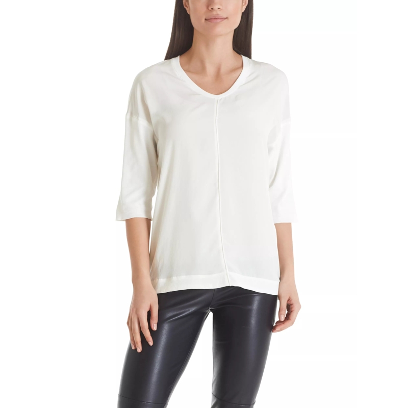 Marc Cain Legeres Oberteil Blusenshirt aus Baumwoll-Mix Weiß(Image 5)