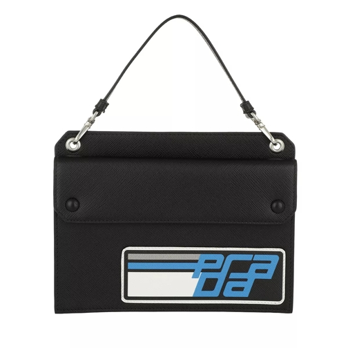 Prada Logo Mini Bag Leather Black/Blue Sac à bandoulière