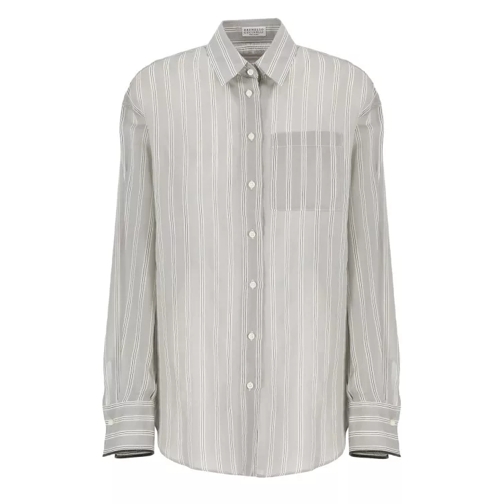 Brunello Cucinelli Cotton And Silk Shirt White 