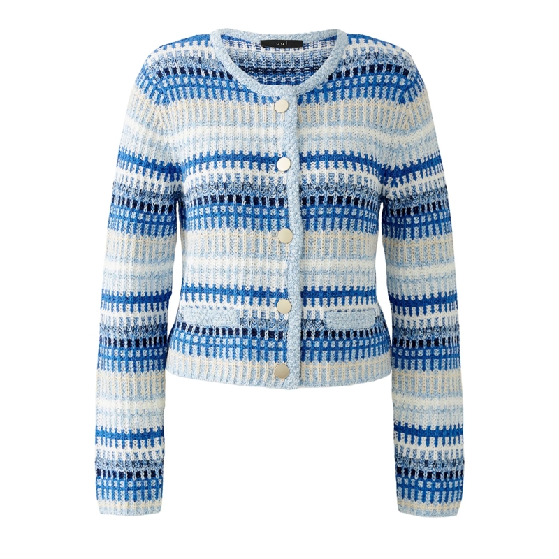 Oui Strickjacke Strickjacke hell-blau