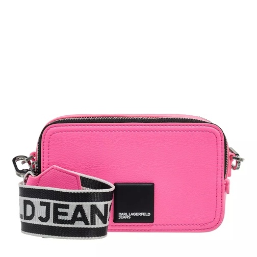 Karl Lagerfeld Jeans Tech Leather Camera Bag Patch J139 Shocking Pink Sac à bandoulière