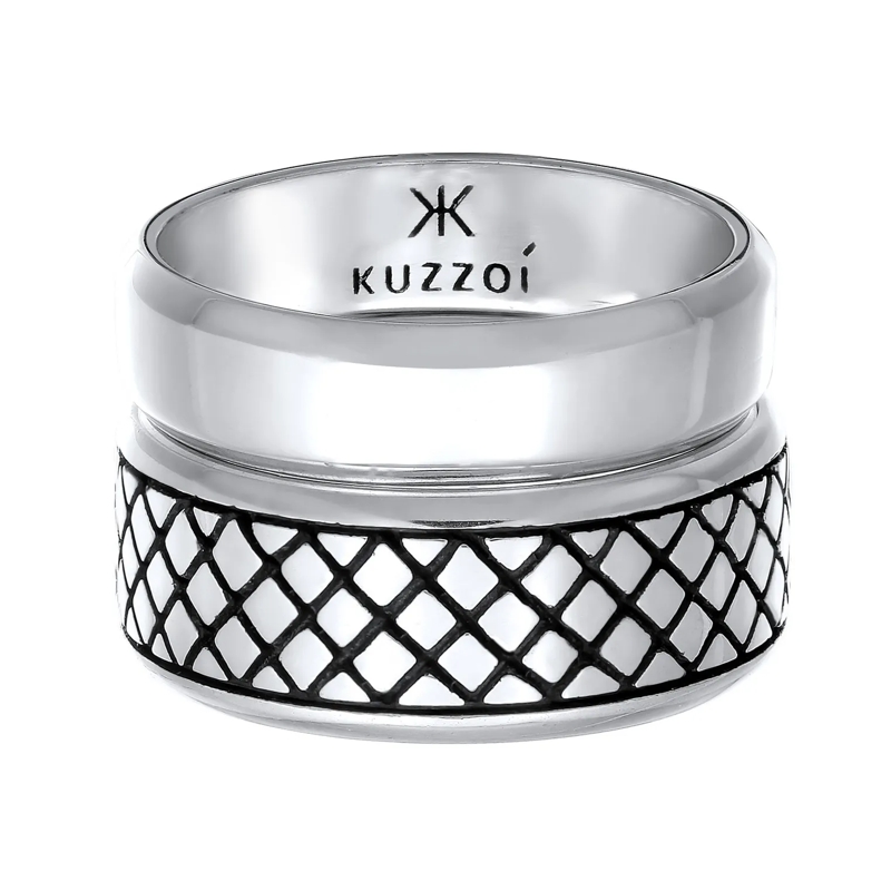 Kuzzoi Ring Ring Herren Bandring Basic 2er Set 925 Silber schwarz(Image 11)