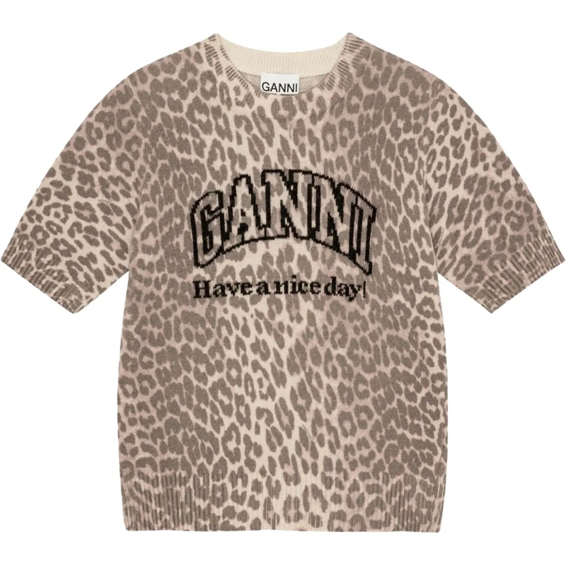 GANNI  pull leopard logo mehrfarbig