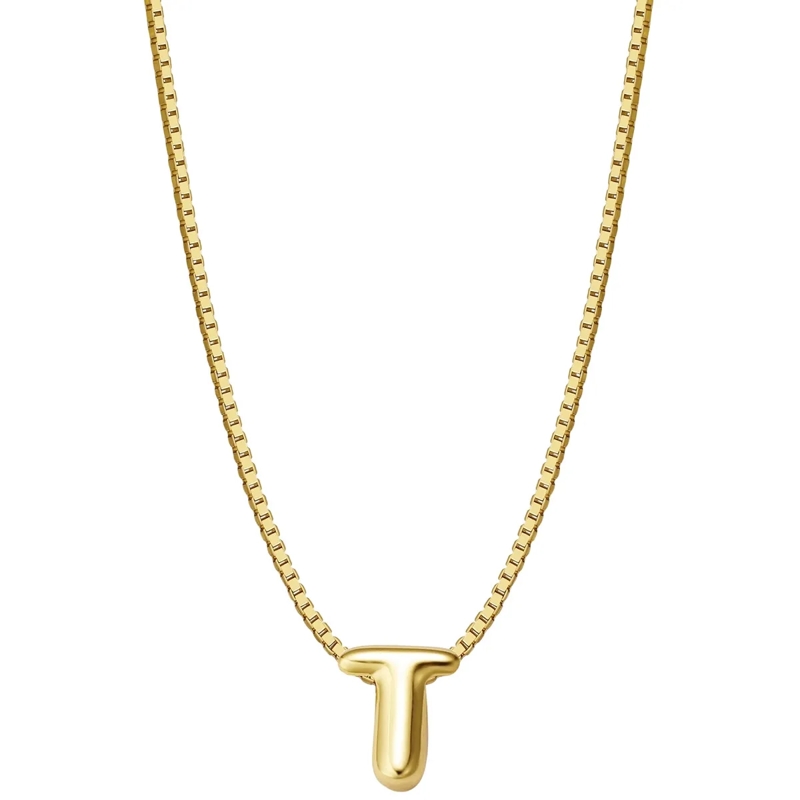 Glanzstücke München Mittellange Halskette Sterling Silber Halskette Buchstabe T gold