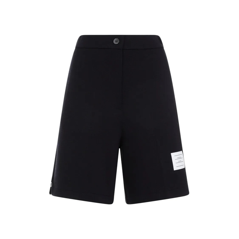 Thom Browne Casual Shorts High Waisted Navy Virgin Wool Shorts Black