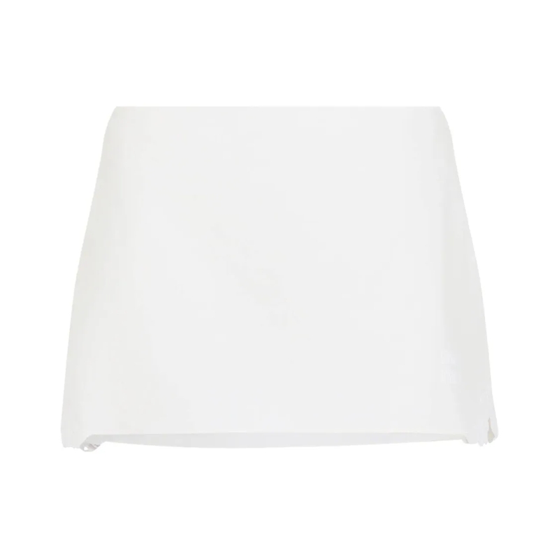 Miu Miu Minirok Linen-Cotton Blend Skirt With Embroidered Hem Deta White