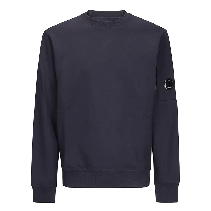 CP Company  Crew Neck Sweatshirt In Diagonal Raised Fleece Blue