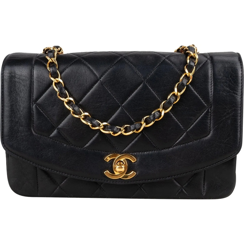 Chanel Tote Chanel Quilted Lambskin 24K Gold Diana Small Singl schwarz