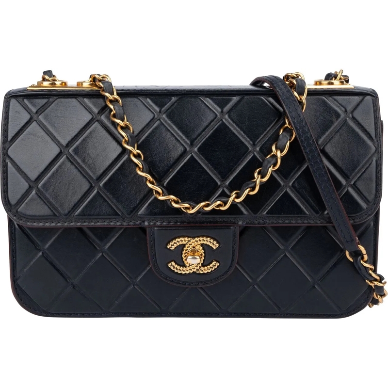 Chanel Schultertasche Chane Quilted Lambskin Single Flap Crossbody Bag schwarz