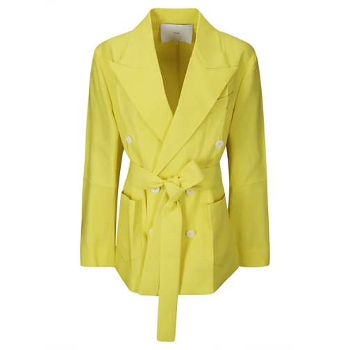 Setchu Blazer Double-Breasted Wool Jacket Yellow