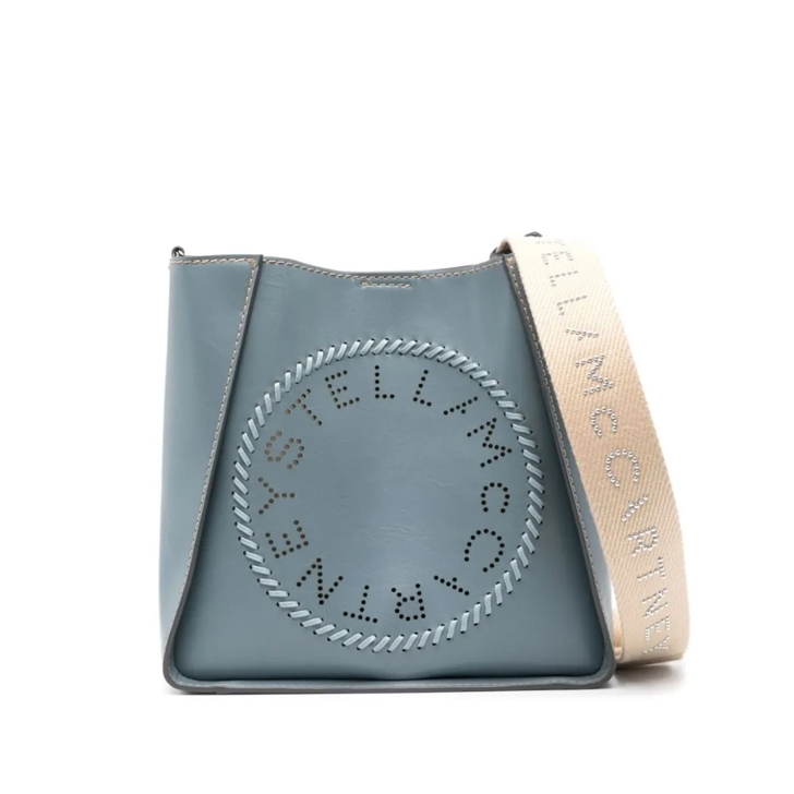 Stella McCartney Perforated Logo Shoulder Bag Blue Schultertasche