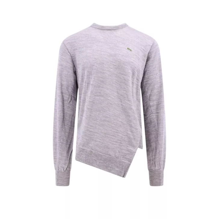 Comme des Garcons Wool Sweater With Frontal Lacoste Patch Grey