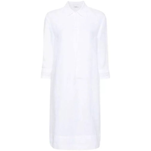 Peserico White Bead-Embellished Linen Shirt Dress White 